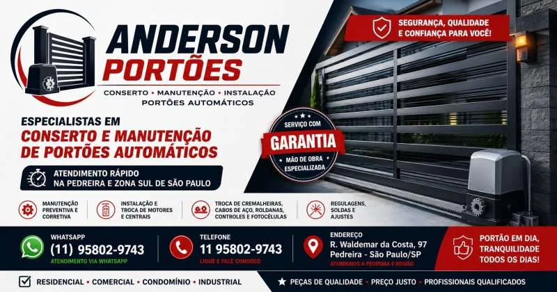 Conserto de Portão Automático na Pedreira — Atendimento Hoje